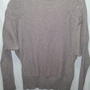 ✨ Soft Taupe Knit Sweater w/ Crochet Shoulder Detail – Cozy Vibes ✨
